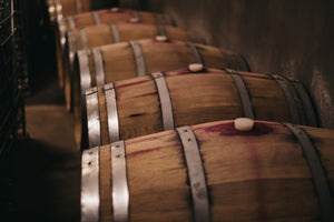Oak barrels that store the red wine